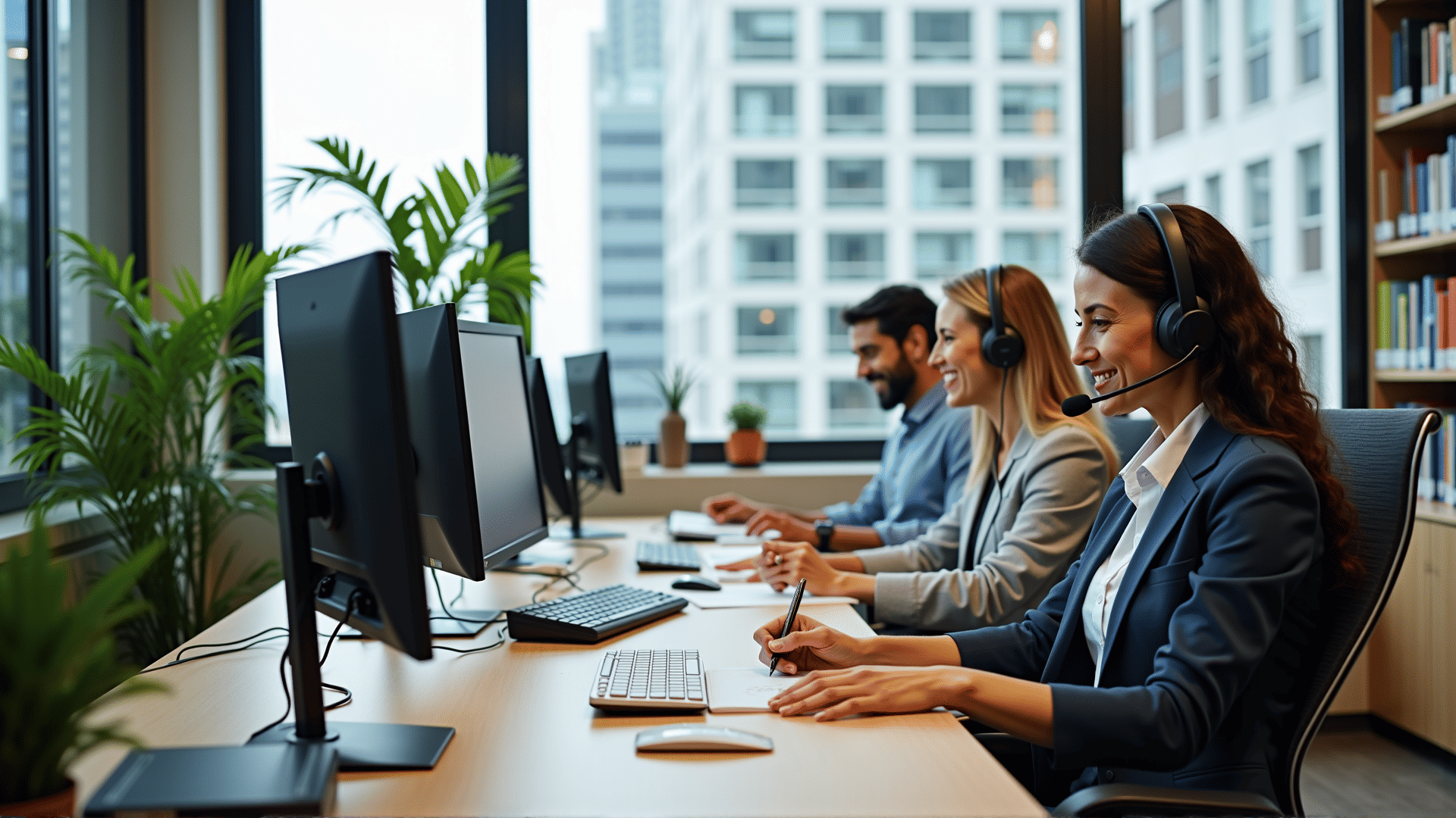 Customer service team assisting clients