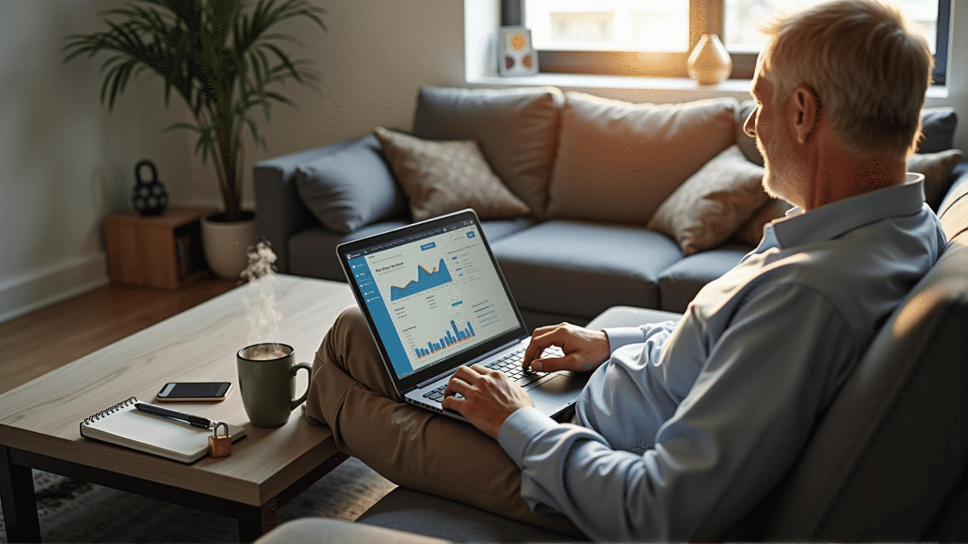 Laptop with online banking screen